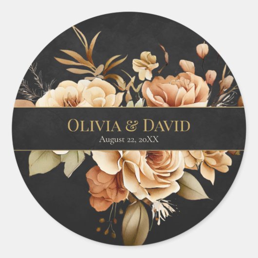 Forest Witch Black Floral Wedding Round Sticker (Voorkant)