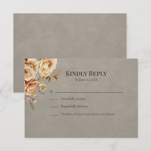 Forest Witch Black Floral Wedding RSVP Card (Voorkant / Achterkant)