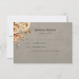 Forest Witch Black Floral Wedding RSVP Card Kaartje