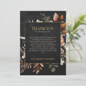 Forest Witch Black Floral Wedding Thank You Card Bedankkaart (Staand voorkant)