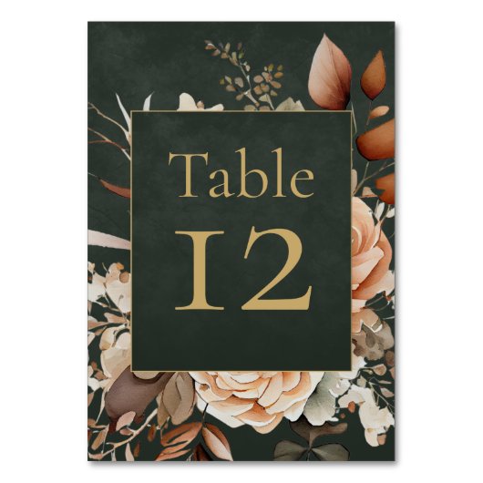 Forest Witch Green Floral Table Number Card Kaart (Voorkant)