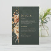 Forest Witch Green Floral Wedding Details Card Kaart (Staand voorkant)
