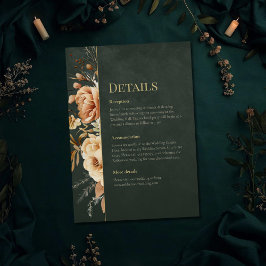 Forest Witch Green Floral Wedding Details Card Kaart
