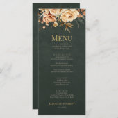 Forest Witch Green Floral Wedding Menu Card (Voorkant / Achterkant)