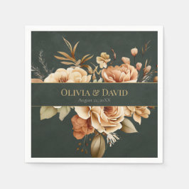 Forest Witch Green Floral Wedding Napkins Servet