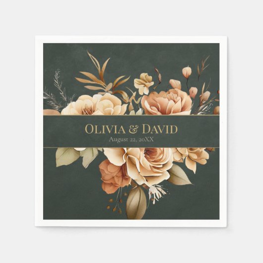 Forest Witch Green Floral Wedding Napkins Servet (Voorkant)