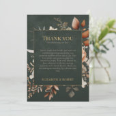 Forest Witch Green Floral Wedding Thank You Card Bedankkaart (Staand voorkant)