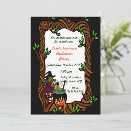 Forest Witch Party-uitnodiging Kaart (Staand voorkant)