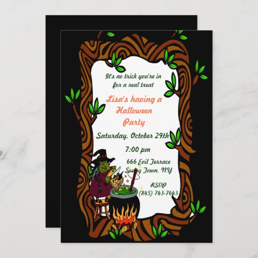 Forest Witch Party-uitnodiging Kaart (Voorkant / Achterkant)