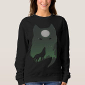 Forest with Full Moon Silhouette Howling Wolf Trui (Voorkant)