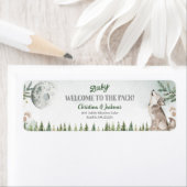 Forest Wolf Baby shower-adreslabel Etiket (Insitu)