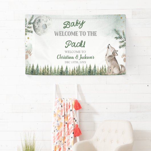 Forest Wolf Baby shower Large Banner (Insitu)