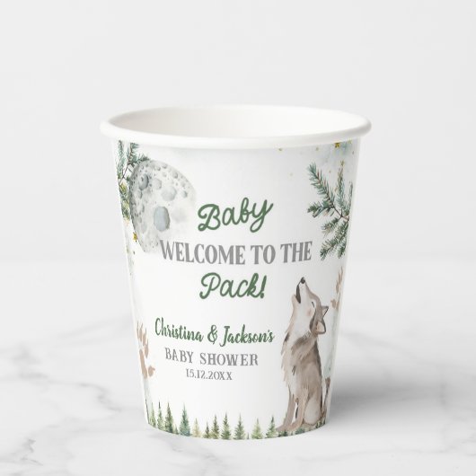 Forest Wolf Baby shower papieren bekers (Voorkant)