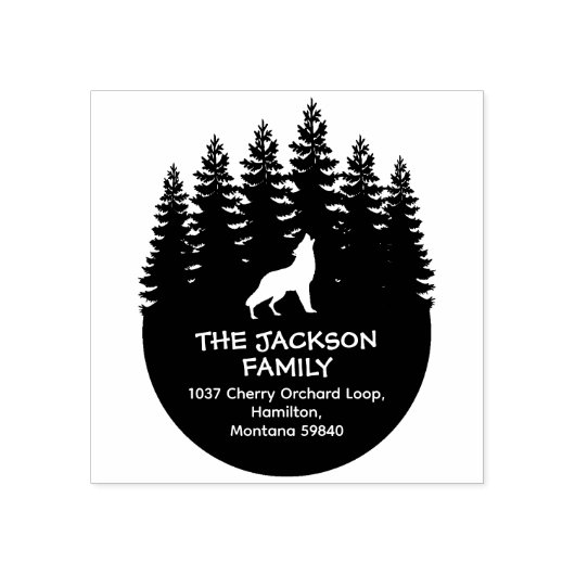 Forest Wolf Family Retouradres Rubberstempel (Afrduk)