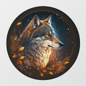 Forest Wolf Night Sky Wilderness Dierenkunst Raamsticker (Vel)