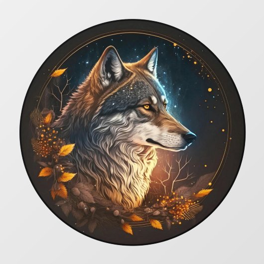 Forest Wolf Night Sky Wilderness Dierenkunst Raamsticker (Vel)