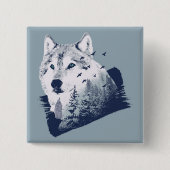 Forest Wolf Vierkante Button 5,1 Cm (Voorkant)