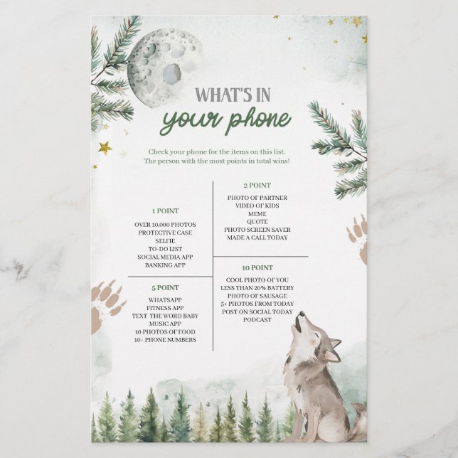 Forest Wolf Wat zit er in je telefoonspel (Voorkant)