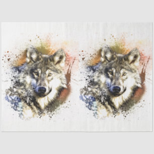 Forest Wolf Waterverf 20x30-decoupage Tissuepapier