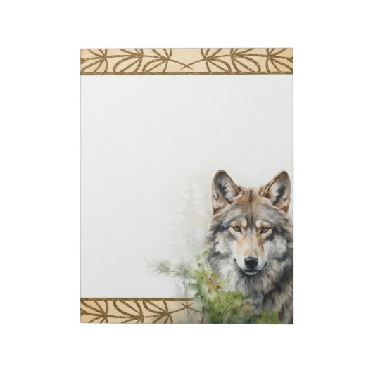 Forest Wolf Woodland Animals Natuur Theme Notitieb Notitieblok (Linkerzijde)