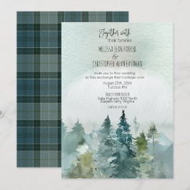 Forest Wonder Rustic Pine Wedding Invitation Kaart