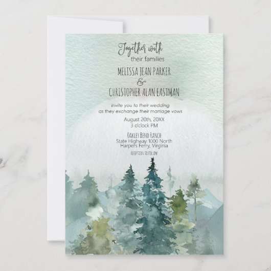 Forest Wonder Rustic Pine Wedding Invitation Kaart (Voorkant)