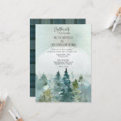 Forest Wonder Rustic Pine Wedding Invitation Kaart (Voorkant / Achterkant in situ)