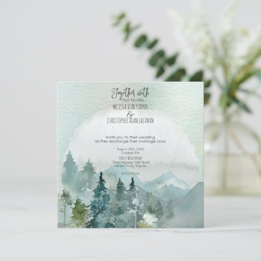 Forest Wonder Rustic Square Weddenschap Kaart (Staand voorkant)