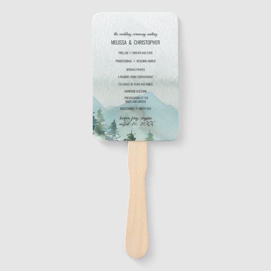 Forest Wonder rustieke dennen bruiloft ceremonie Handwaaier (Voorkant)