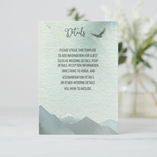 Forest Wonder rustieke dennen bruiloft details Kaa Kaart (Staand voorkant)