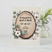Forest Wood Eucalyptus & Cotton Rustic Verloving Kaart (Staand voorkant)