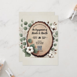 Forest Wood Eucalyptus & Cotton Rustic Verloving Kaart