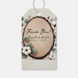 Forest Wood Eucalyptus & Cotton Rustic Wedding Cadeaulabel