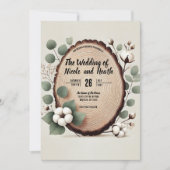 Forest Wood Eucalyptus & Cotton Rustic Wedding Kaart (Voorkant)