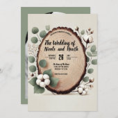 Forest Wood Eucalyptus & Cotton Rustic Wedding Kaart (Voorkant / Achterkant)