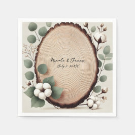 Forest Wood Eucalyptus & Cotton Rustic Wedding Servet
