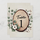 Forest Wood Eucalyptus katoen rustieke tafel numme Kaart (Voorkant / Achterkant)