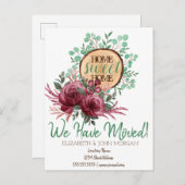 Forest Wood Theme, Flowers Home Sweet Home Aankondigingskaart (Voorkant / Achterkant)