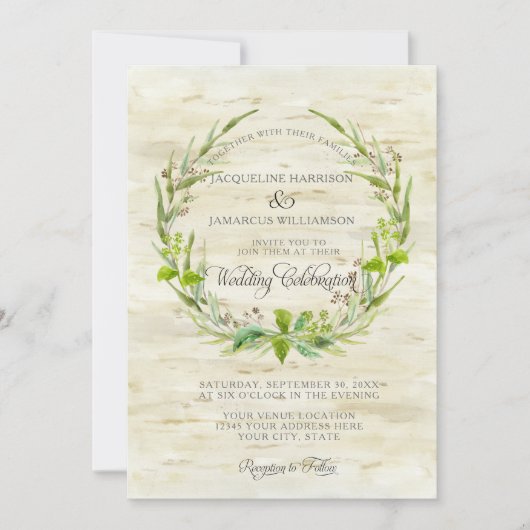 Forest Wood Woodland BOHO Berk Bark Wood Krans Kaart (Voorkant)