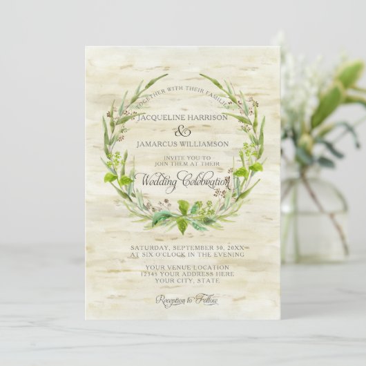 Forest Wood Woodland BOHO Berk Bark Wood Krans Kaart (Staand voorkant)