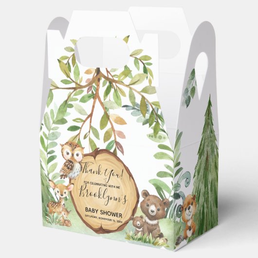 Forest Woodland Animal Baby shower Bedankdoosjes (Geopend)