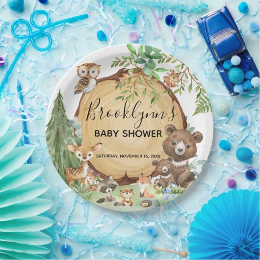Forest Woodland Animal Baby shower Papieren Bordje (Feest)