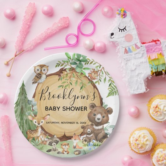 Forest Woodland Animal Baby shower Papieren Bordje (Feest)