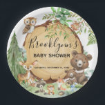 Forest Woodland Animal Baby shower Papieren Bordje<br><div class="desc">Forest woodland Collectie Serveer je gast met deze schattige bos baby shower borden. Perfect voor baby shower of verjaardagsfeestje. met de leukste Woodland Animals Beren,  herten,  wasbeer en wijze oude uil.</div>