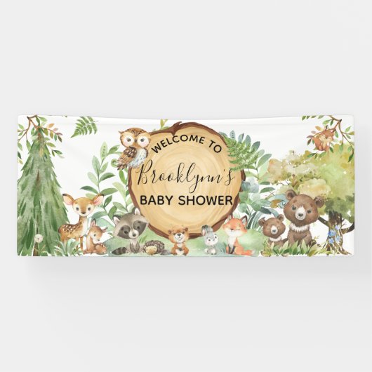 Forest Woodland Animal Baby shower Welcome Spandoek (Horizontaal)