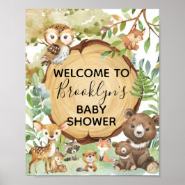 Forest Woodland Animal Baby shower Welkomstbord Poster