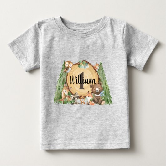 Forest Woodland Animal Birthday shirt (Voorkant)