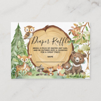 Forest Woodland Animal Diaper Baby shower Informatiekaartje