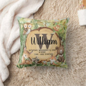 Forest Woodland Animal Monogram Birth Stats Pillow Kussen (Deken)