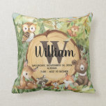 Forest Woodland Animal Monogram Birth Stats Pillow Kussen<br><div class="desc">Forest Woodland Animal Gepersonaliseerde Monogram Geboorte-statistieken Kussen Perfect cadeau voor iemand die een nieuwe baby krijgt! Geweldig Baby shower cadeau Ouders zullen het geweldig vinden. Met de schattigste bosdieren zoals het Beer,  herten en wijze oude uil en meer.</div>
